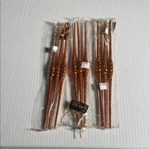 Ornaments 3 sets of 3 12" hanging orange glitter icicles